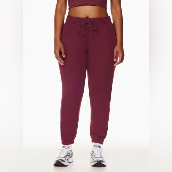 Tna NEW COZY FLEECE | PERFECT BOYFRIEND SWEATPANT | SPICED BURGUNDY - Picture 1 of 8